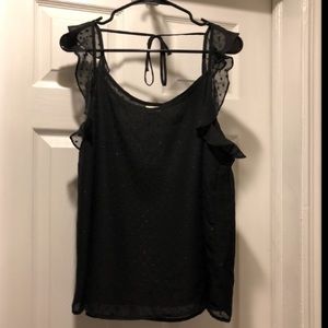 NWOT Black Flutter Sleeve Tank Top size XL